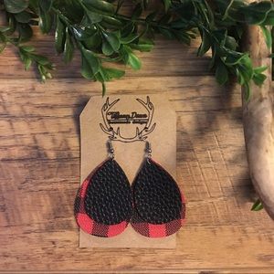 Faux leather teardrop earrings